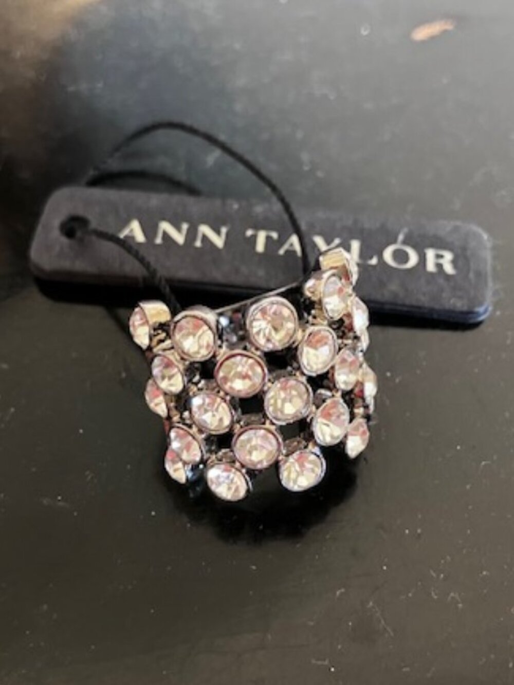 Ann Taylor Pave Crystal Diamond Cocktail Ring NWT